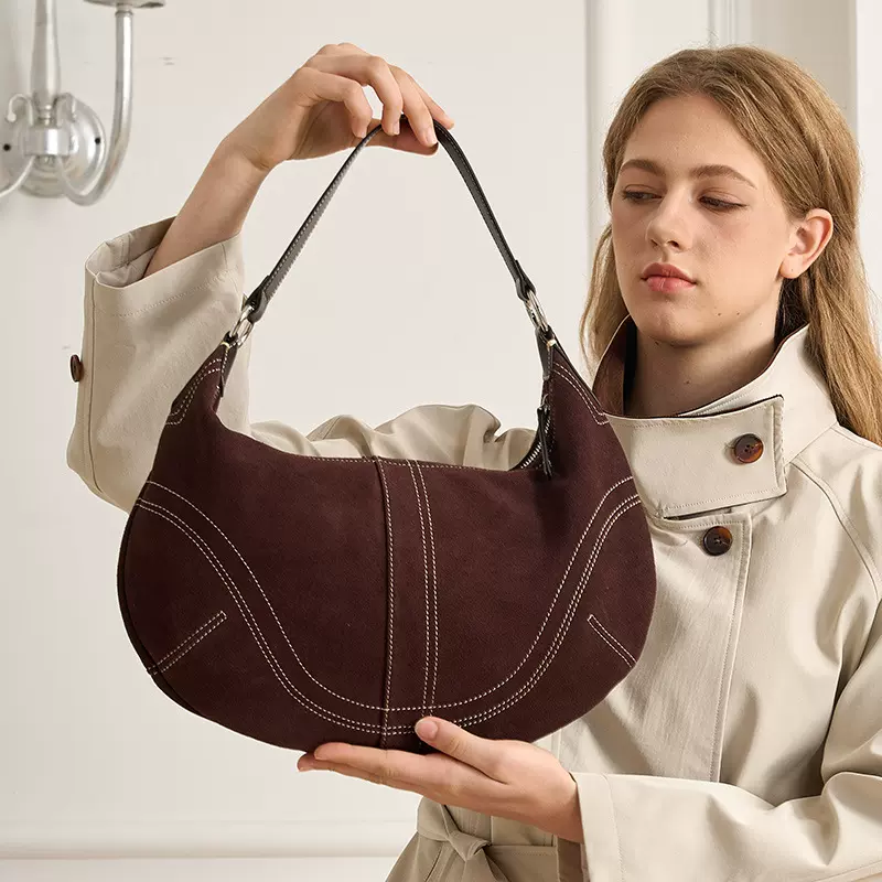 饺子休闲斜挎包女大容量韩国轻奢牛皮女士包包单肩女高级感腋下包