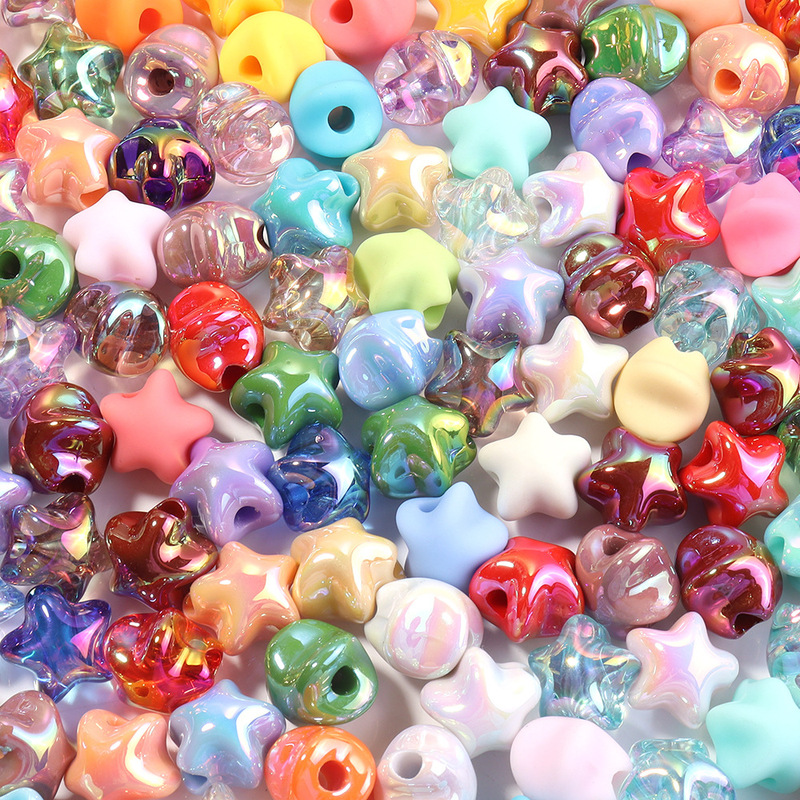 DIY color five-pointed star acrylic solid color beaded diy handmade material accessories loose beads pendant jewelry accessories beads DIY color five-pointed star acrylic solid color beaded diy handmade material accessories loose beads pendant jewelry accessories beads