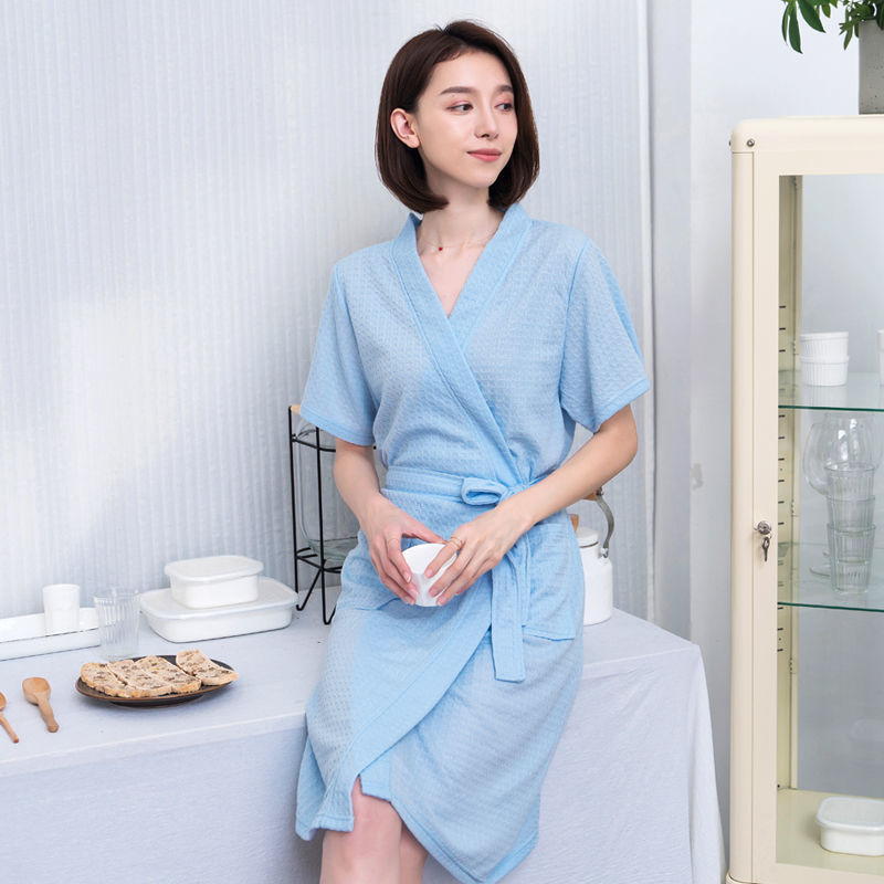 Waffle light blue women-[short sleeve]