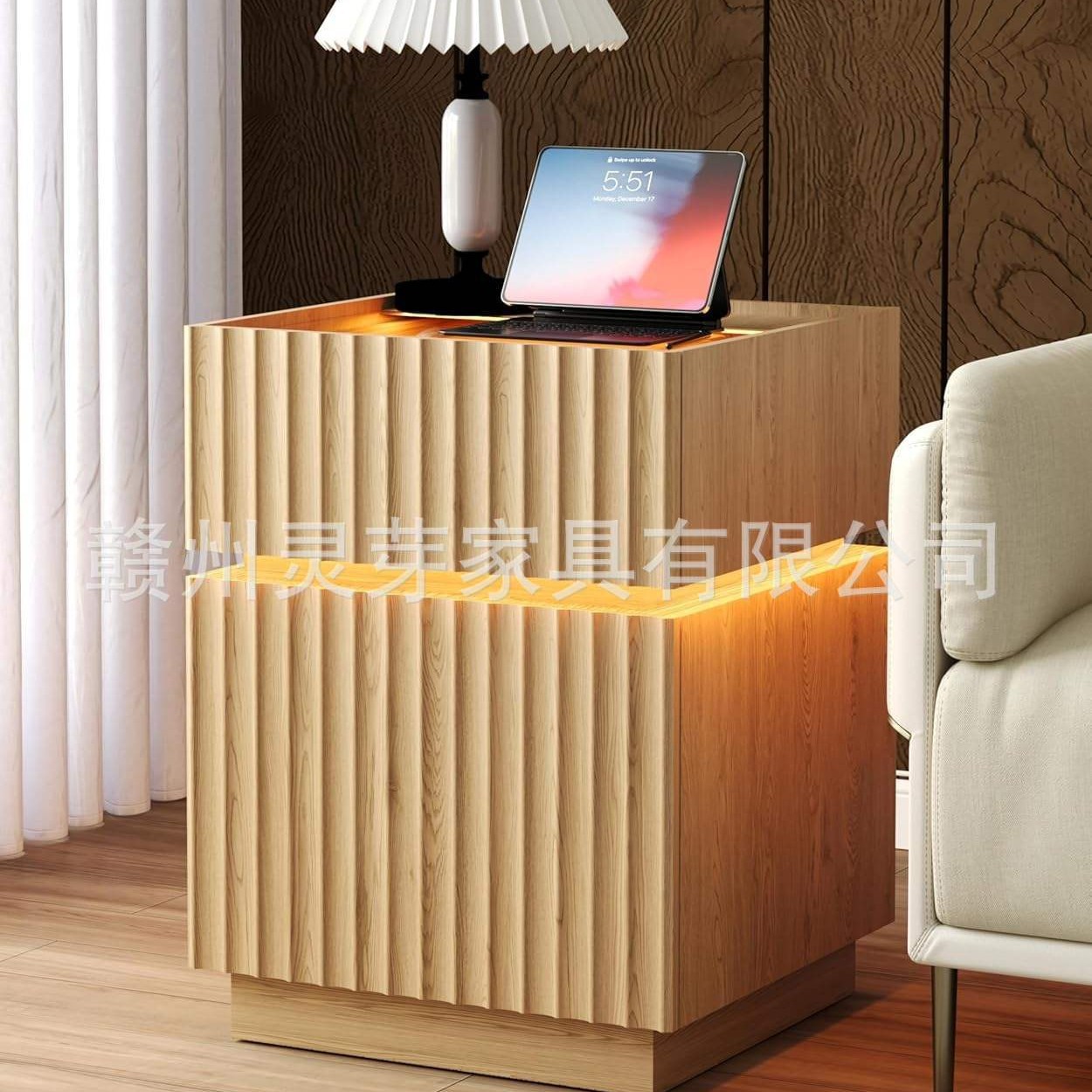 Mesita de noche personalizada transfronteriza con luces LED, recargable, pequeña, sencilla, moderna, para el hogar