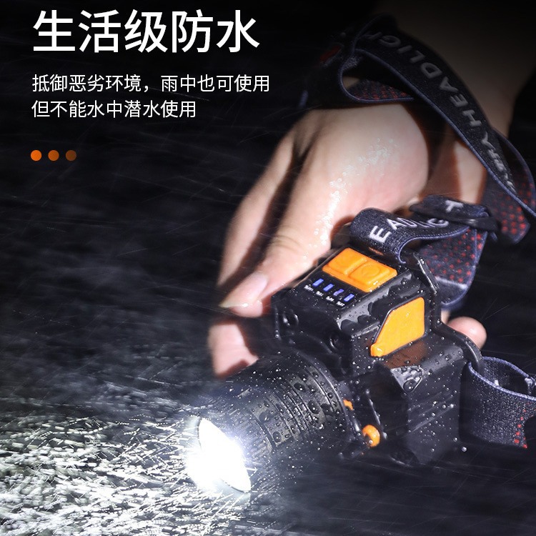 Fuerte luz Super brillante impermeable carga larga resistencia LED al aire libre cabeza-montado pesca noche pesca zoom inducción faro al por mayor