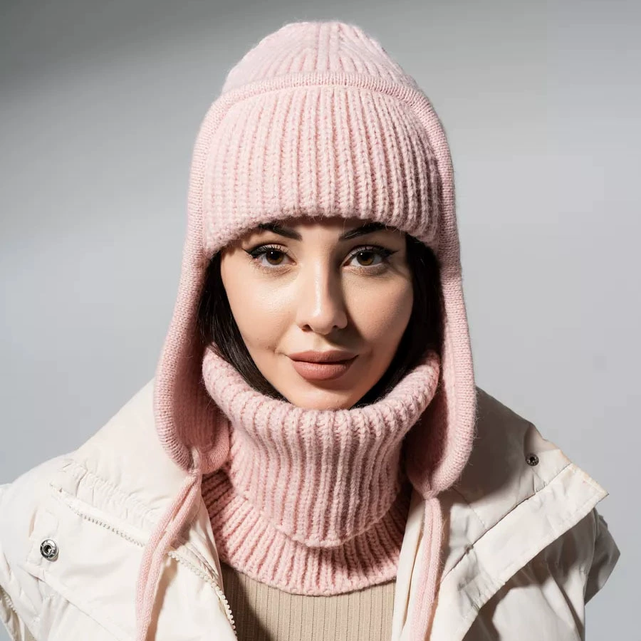 Комплект с флисом теплая knitted шапка со/scarf