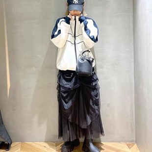 設計感四季穿可以搭配西裝2025新款日本貴牌寬松褶皺拖地長紗裙