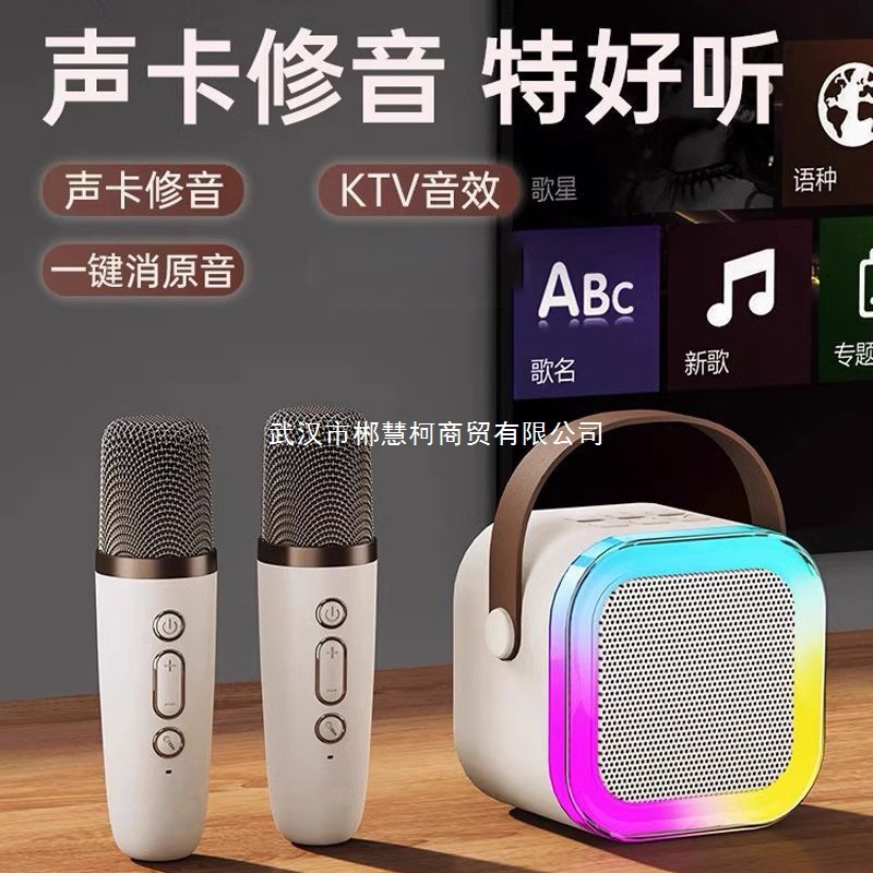 Microphone Bluetooth Speaker Audio Karaoke Wireless All-In-One Home Ktv Set Kidsren's Singing Karaoke Double Other