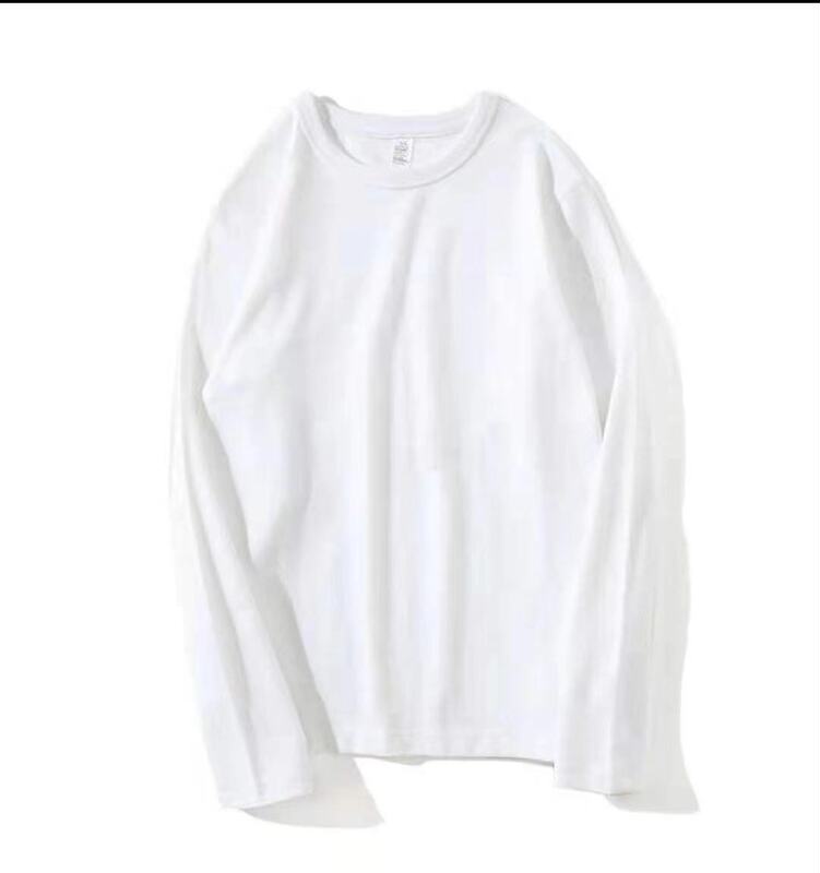 Heavy Weight Khaki Pure Cotton 300g Carbon Brushed Roll Collar Men's and Women's Long-Sleeved Round Neck Shirt 6213