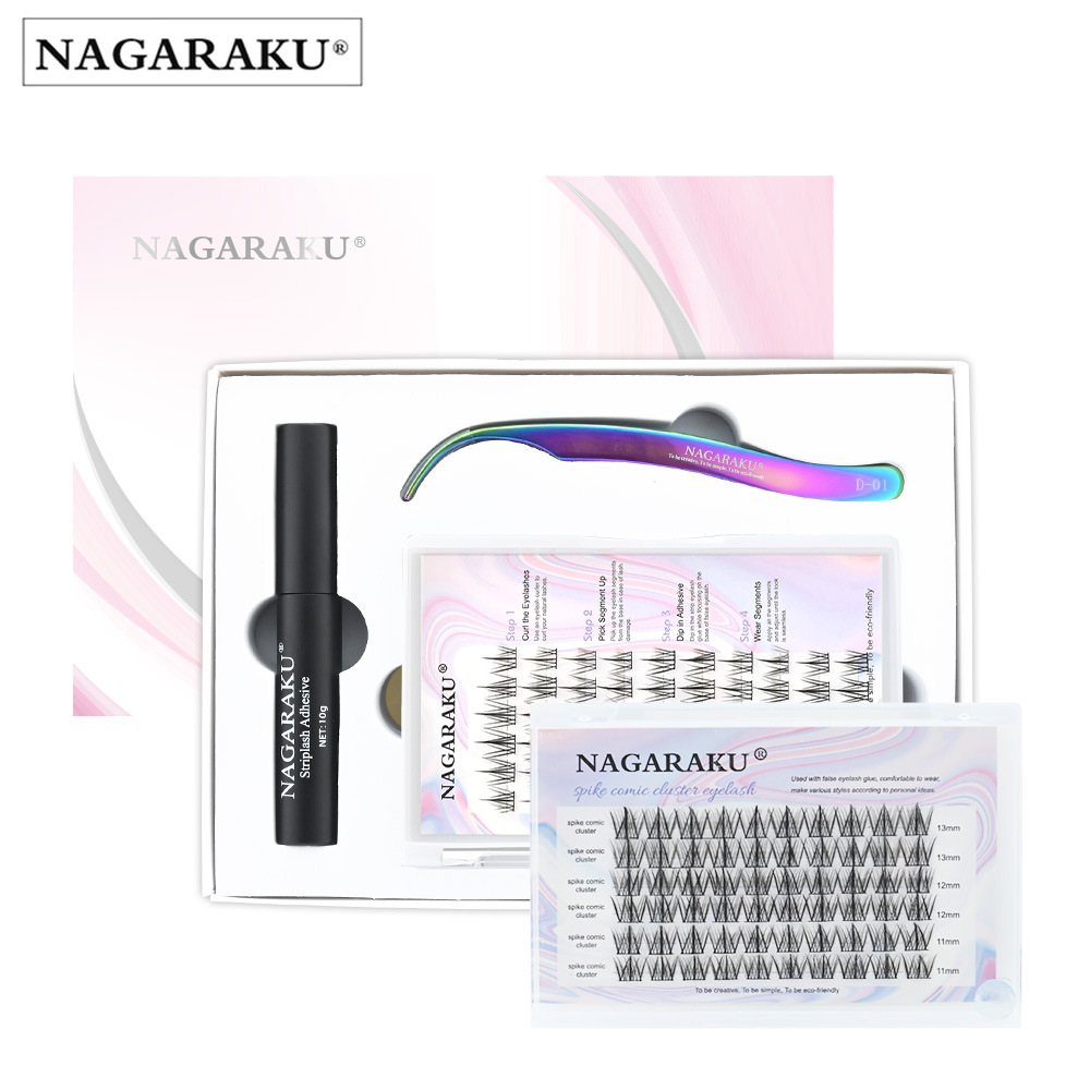 NAGARAKU girasol perezoso trilogía pestañas falsas solo racimo auto-injerto aire de hadas conjunto de dibujos animados en caja