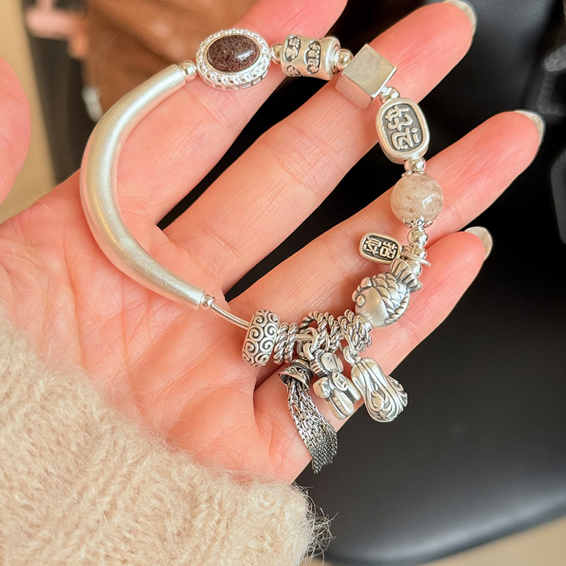 999 Pure Silver, Get Rich Immediately, Koi Bracelet for Women, Simple New Chinoiserie Design, Good Luck Bracelet B3055