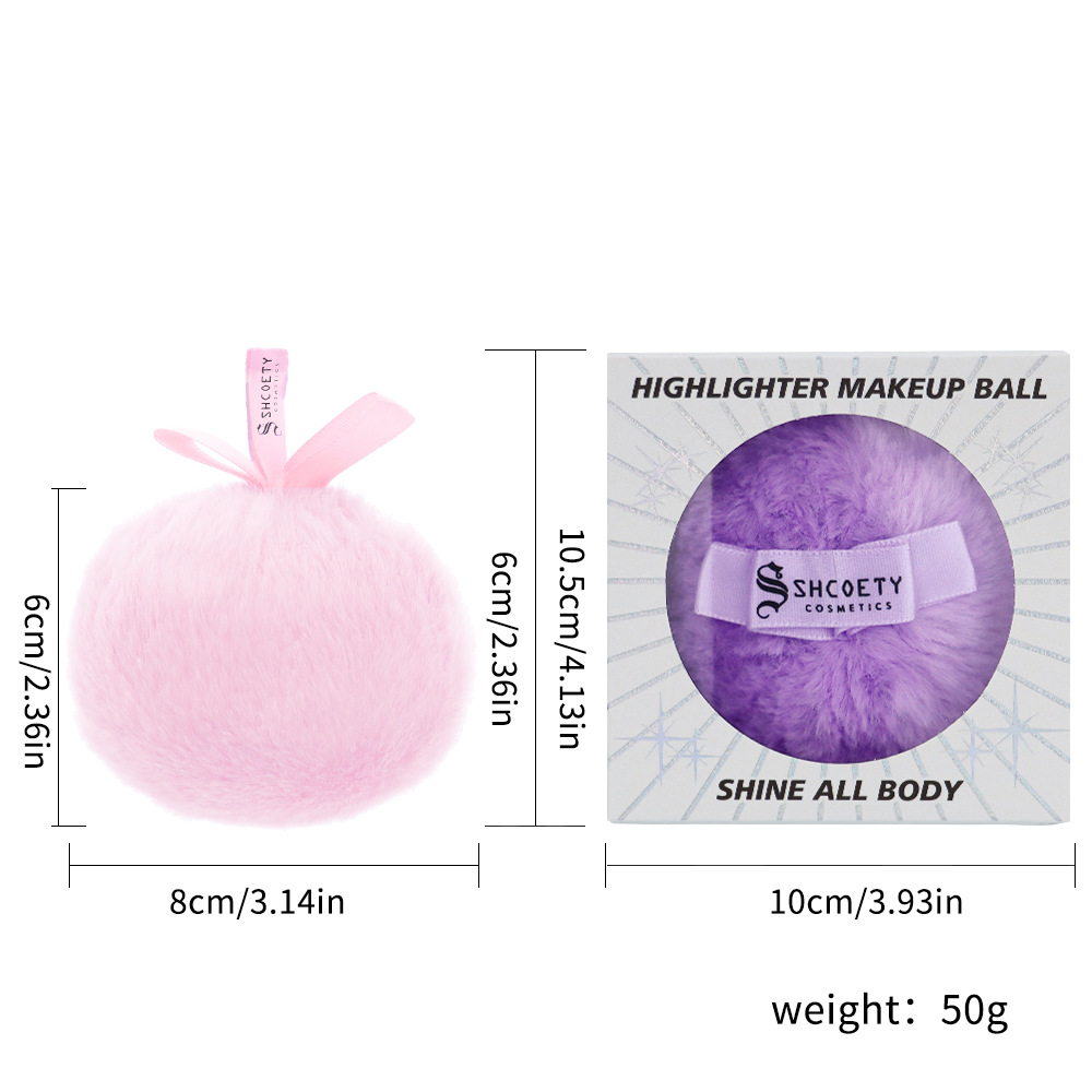 3-color cross-border sparkling Peach high-gloss setting, hairball for brightening the face and contouring the body, diamond sparkling powder puff undefined