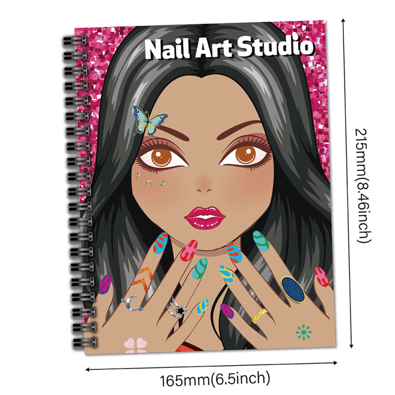 新品儿童贴纸活动书套装Nail Design Book女孩涂色换妆美甲贴纸书|undefined