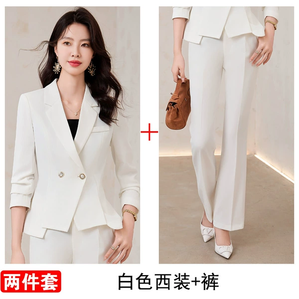 Set, white classic suit jacket, trousers