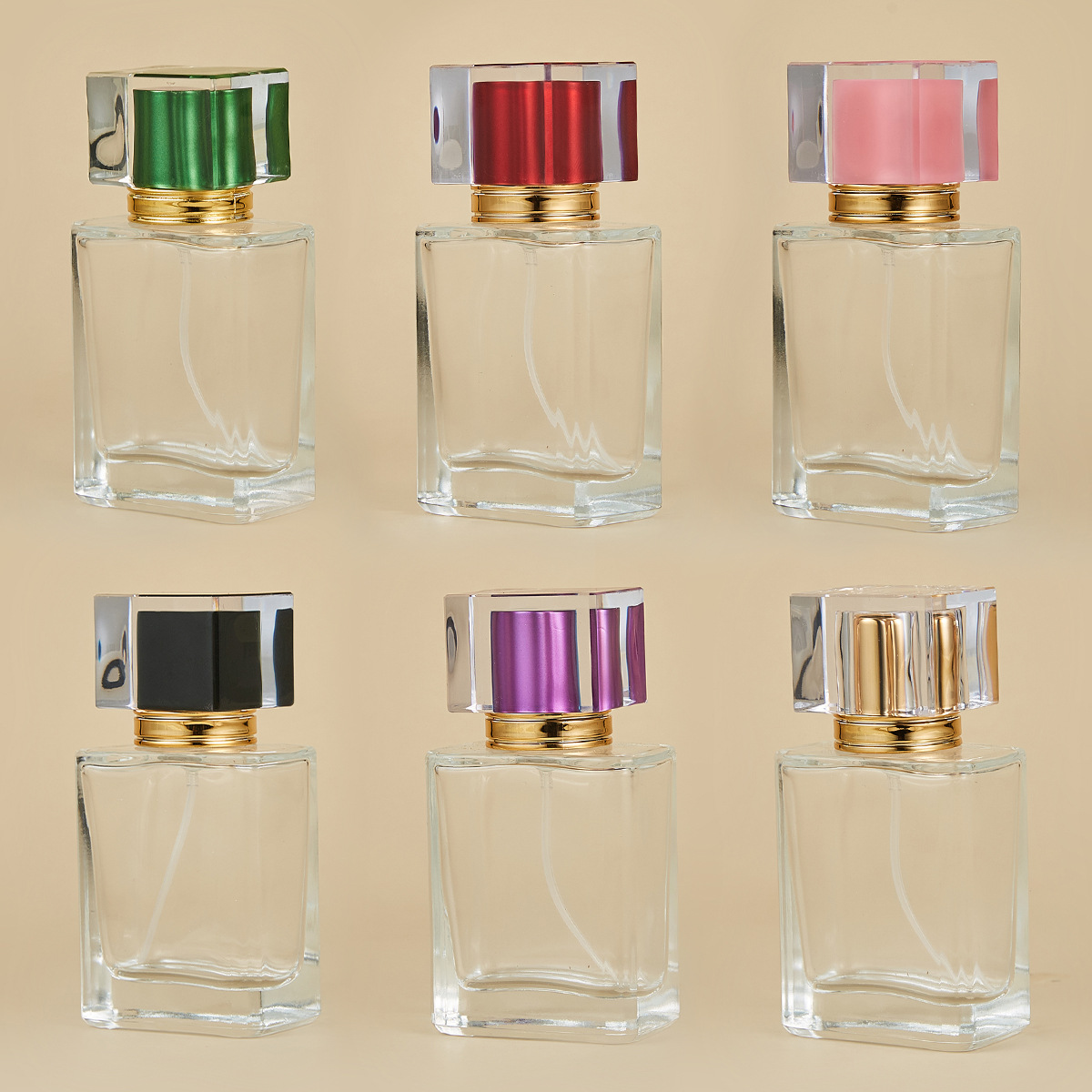 50ml; spray dorado de cubierta de oro cuadrado; vidrio