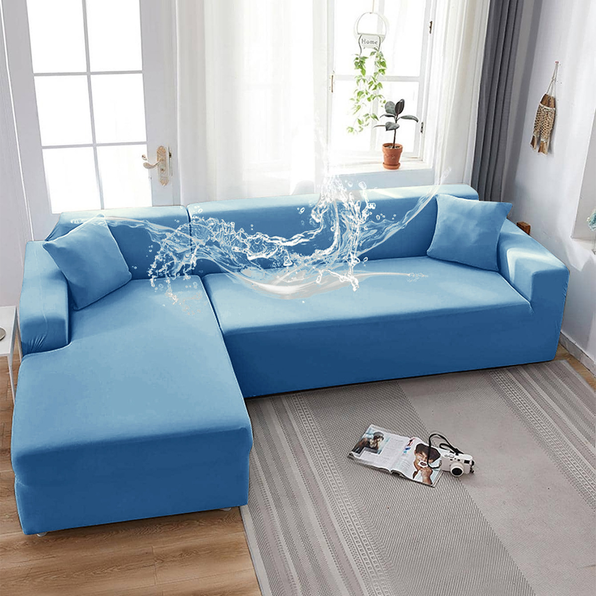 SHEIN en stock sofá cubierta de seda de leche resistente al agua sofá cubierta de sofá de color sólido universal cubierta de sofá