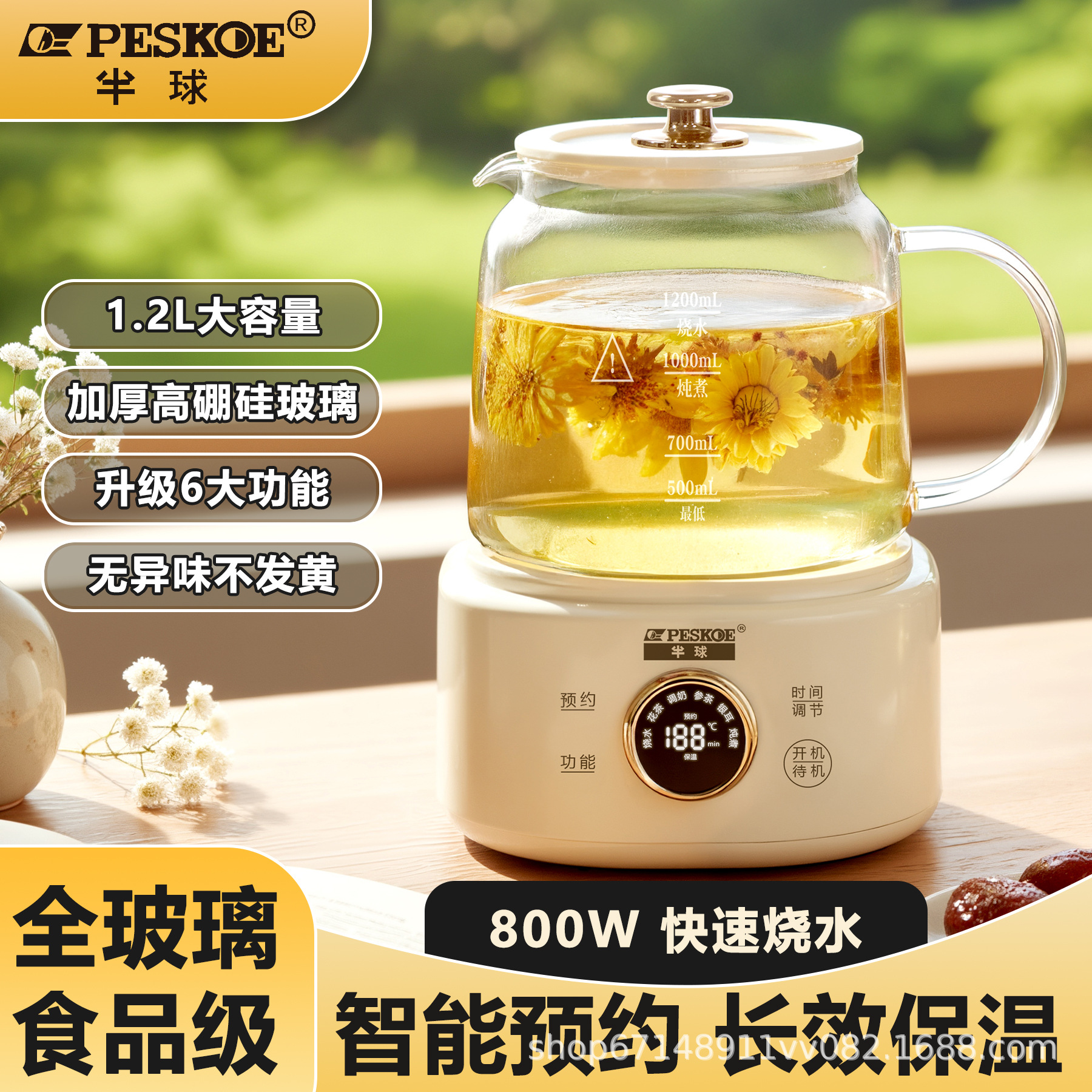 Small Multifunctional Health Pot High Borosilicate Glass Home Office Tea Maker Stewing All-In-One Flower Teapot