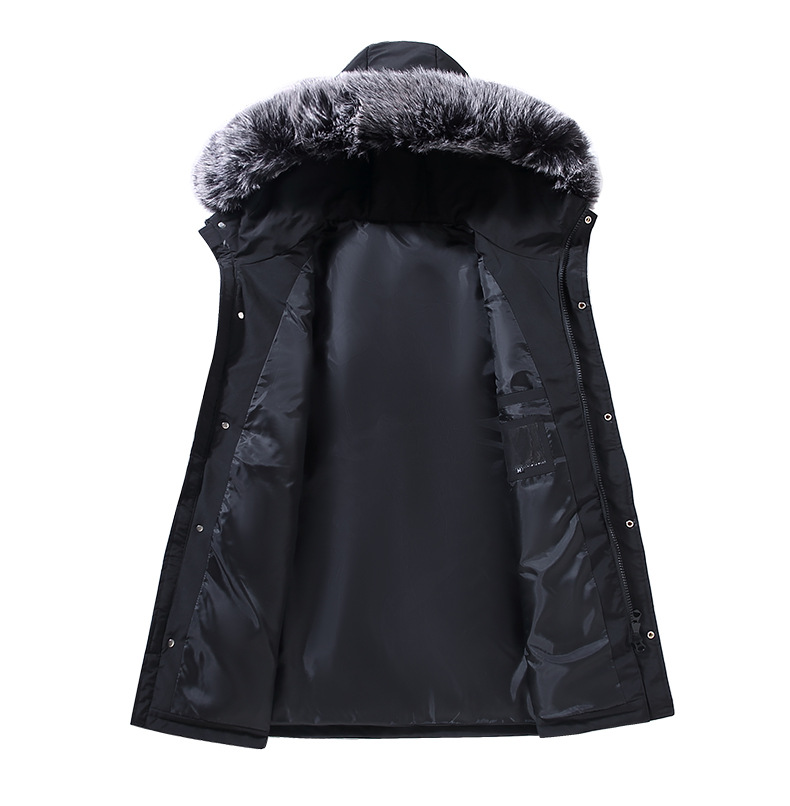 Piumino invernale, cappuccio di media lunghezza, ampio collo in pelliccia, piumino d'anatra bianco spesso da uomo, cappotto spesso_voghion.com