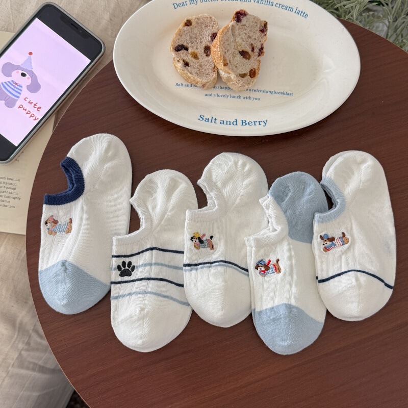 26 Spring New Arrivals Korean Style Fashion Embroidered Cartoon Non-Slip Cotton Invisible Socks Ultra-Thin Mesh Breathable Socks 26 Spring New Arrivals Korean Style Fashion Embroidered Cartoon Non-Slip Cotton Invisible Socks Ultra-Thin Mesh Breathable Socks