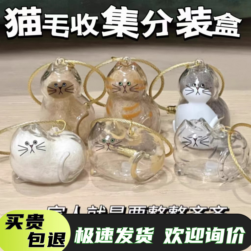 Transparent Cat Hair Storage Box Keychain High-Looking Cat Hair Storage Capsule Pendant Pet Hair Storage Box