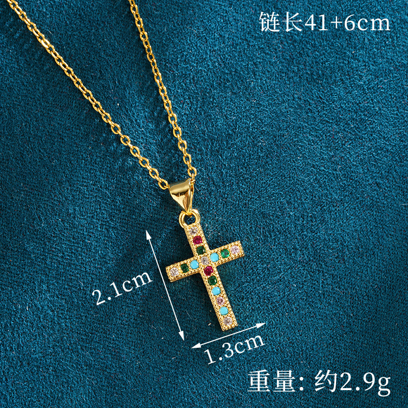 Antiguo collar de cruz de diamantes de estilo europeo y americano de oro de arena Pendientes de diseño femenino Fábrica de joyería de personalidad de todo fósforo al por mayor