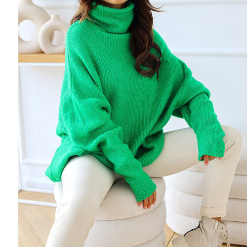 Solid color knitted pile collar loose sweater fashion female sweater сви́тер
