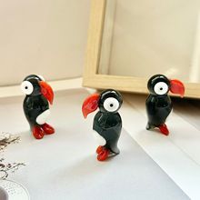 纯手工琉璃工艺品红嘴啄木鸟玻璃装饰摆饰送礼茶桌客厅书房摆件