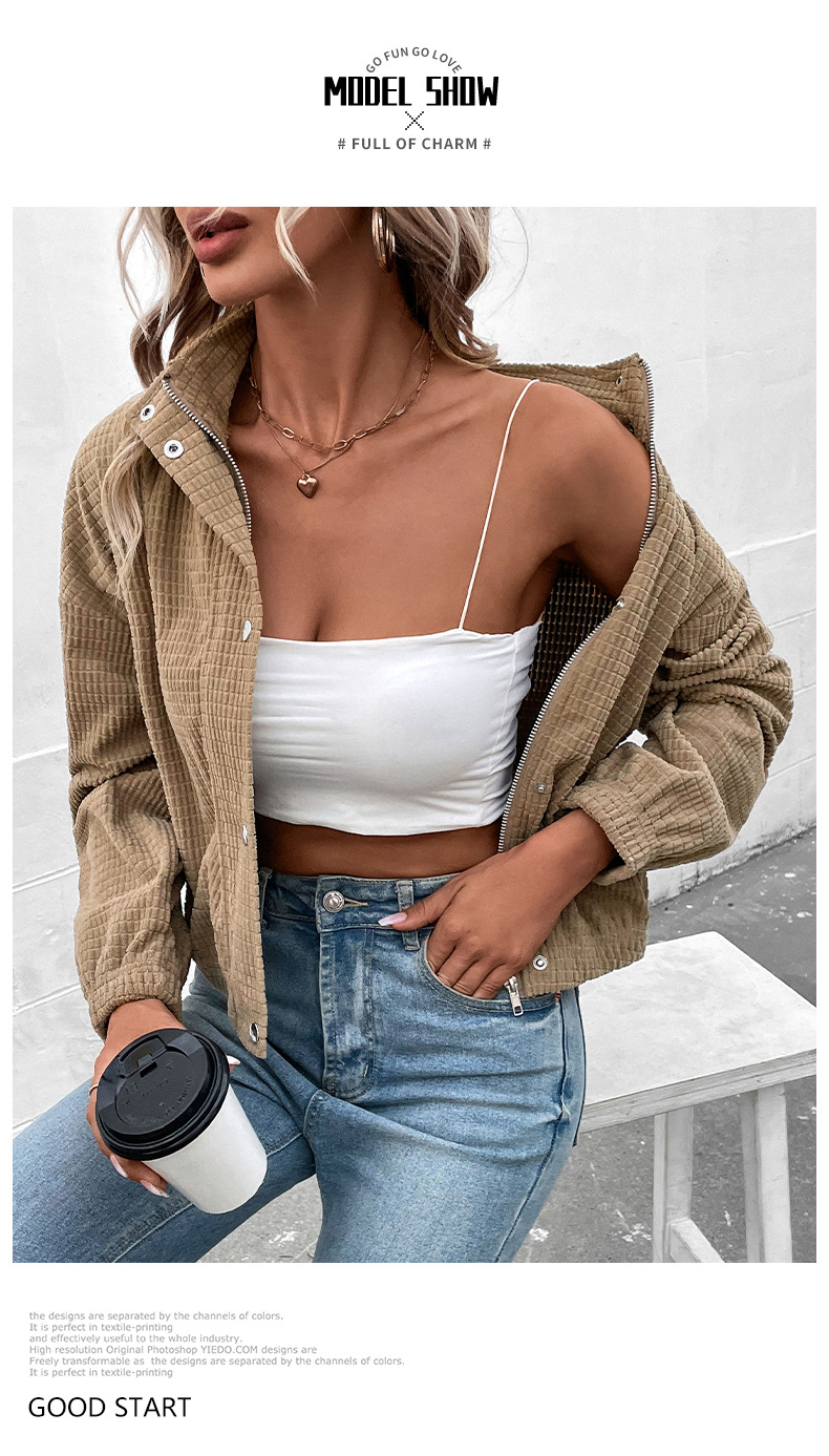 Vestes d'automne et d'hiver en velours côtelé pour femmes, nouvelle collection_voghion.com