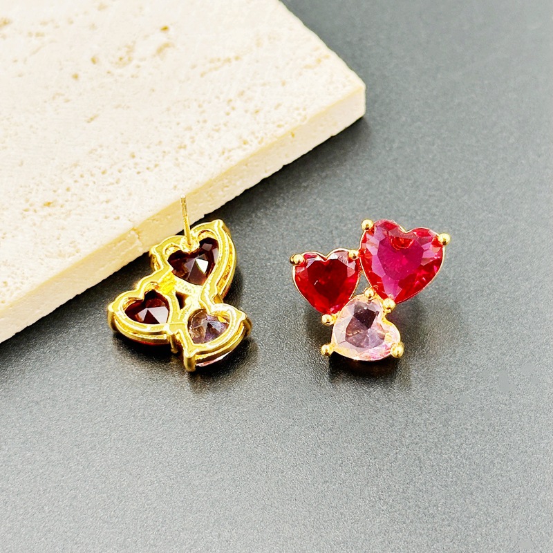 Brass Material Heart Shape Pattern Wholesale Jewelry Sweet Heart Shape Brass Plating Jewelry Set Cable Chain
