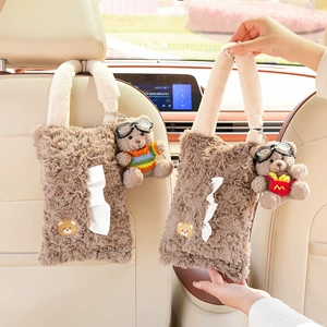 Avtomobil Salfet Qutusu, Oturacaq Kürəyi Asılan Salfet Çantası, Sevimli Plush Kukla