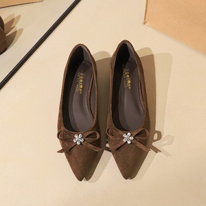 632-H115 Korean version fashionable bow, rhinestone, small flower tip, shallow mouth, one foot kick, high-end suede sing