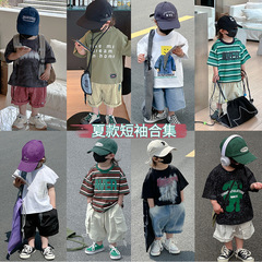 綿の小さい店のブランドの湖州の織里の子供服の韓国版の男の子の夏のタイプのtシャツは集まります