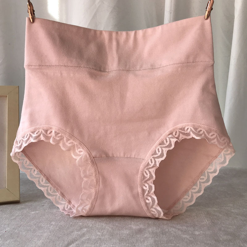 Xinjiang Long-Staple A-Grade Pure Cotton Women's Underwear High-Waisted Tummy Control Seamless All-Cotton Antibacterial Plus-Size Lace Women's Briefs