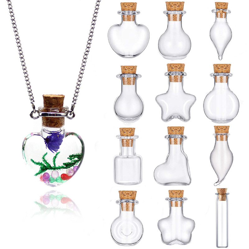 Factory direct dried flower glass bottle necklace wishing bottle drifting glass bottle pendant DIY jewelry cinnabar bottle Gabu bottle