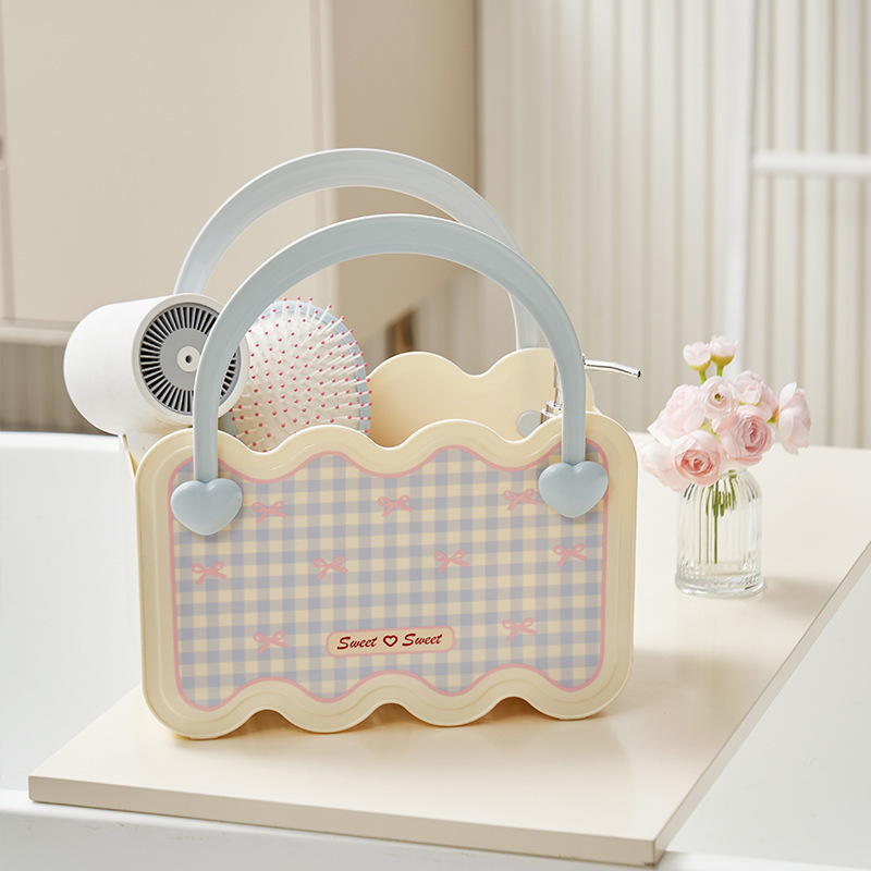Bath basket for home use, cute and girly, large capacity toiletry storage basket for dormitory, student shower hand-held basket