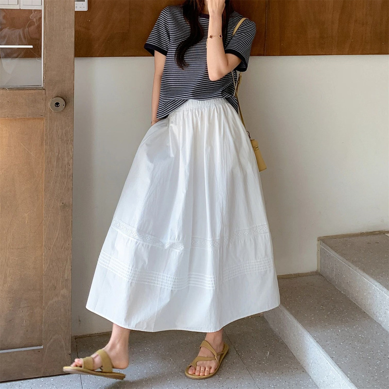 White High-Waisted Anti-Wrinkle Quick-Drying Umbrella Skirt for Women Slightly Fat mm Spring & Fall New Korean Style A-Line Mid-Length Workwear Skirt White High-Waisted Anti-Wrinkle Quick-Drying Umbrella Skirt for Women Slightly Fat mm Spring & Fall New Korean Style A-Line Mid-Length Workwear Skirt