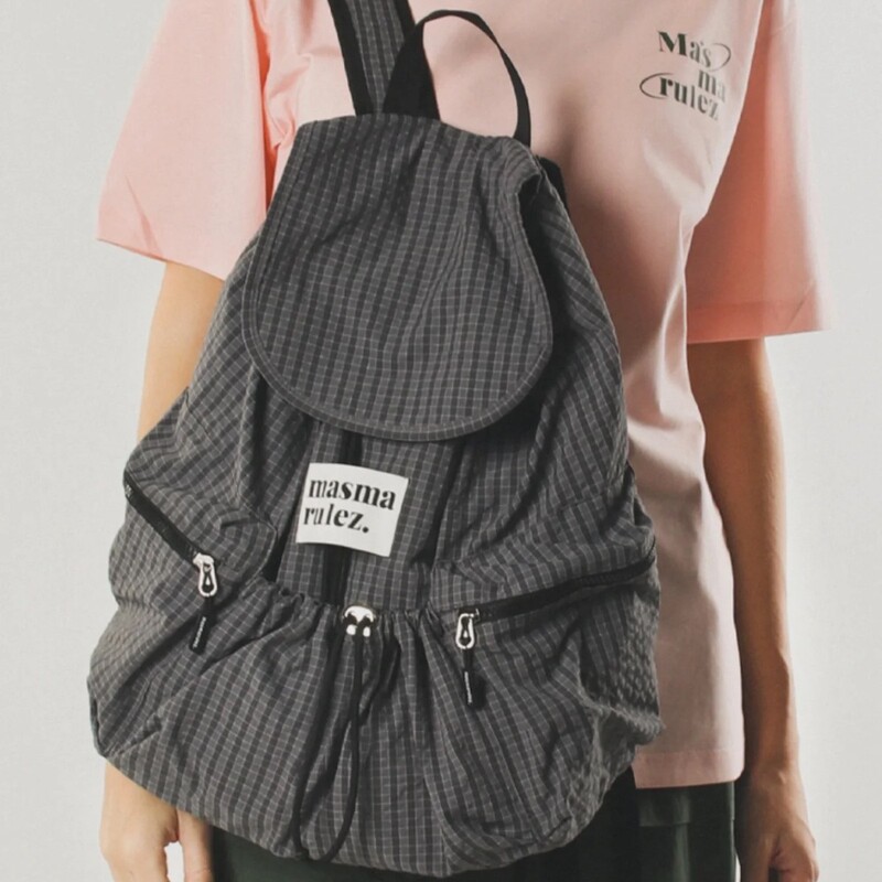 Masmarulez Korean Brand Drawstring Backpack Multi-Flap Pocket Pants Backpack Waterproof School Bag Large Capacity Lightweight and Fashionable