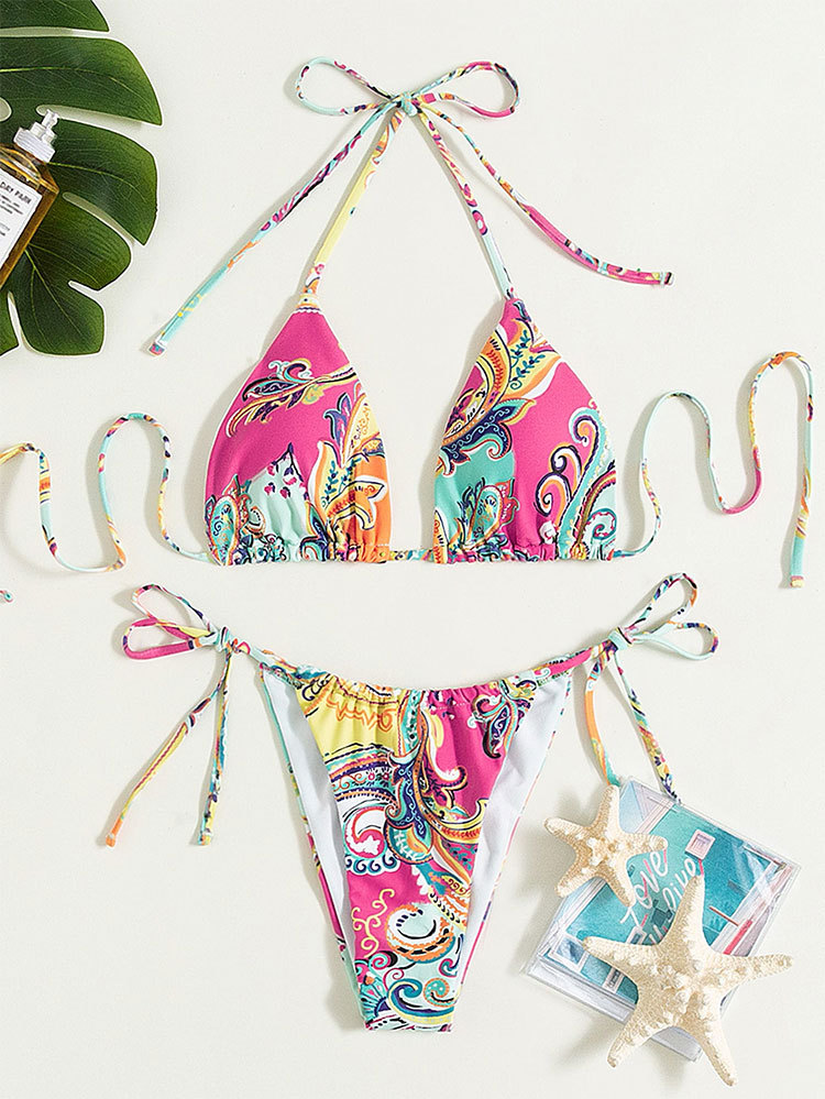 2024 Nuovo bikini sexy a tre punti da donna stampato con lacci da spiaggia_voghion.com