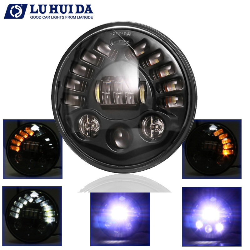 7 pulgadas h4h13 Pastor vehículo todoterreno 60W faro delantero 5 pulgadas ronda Harley binocular motocicleta proyector al por mayor