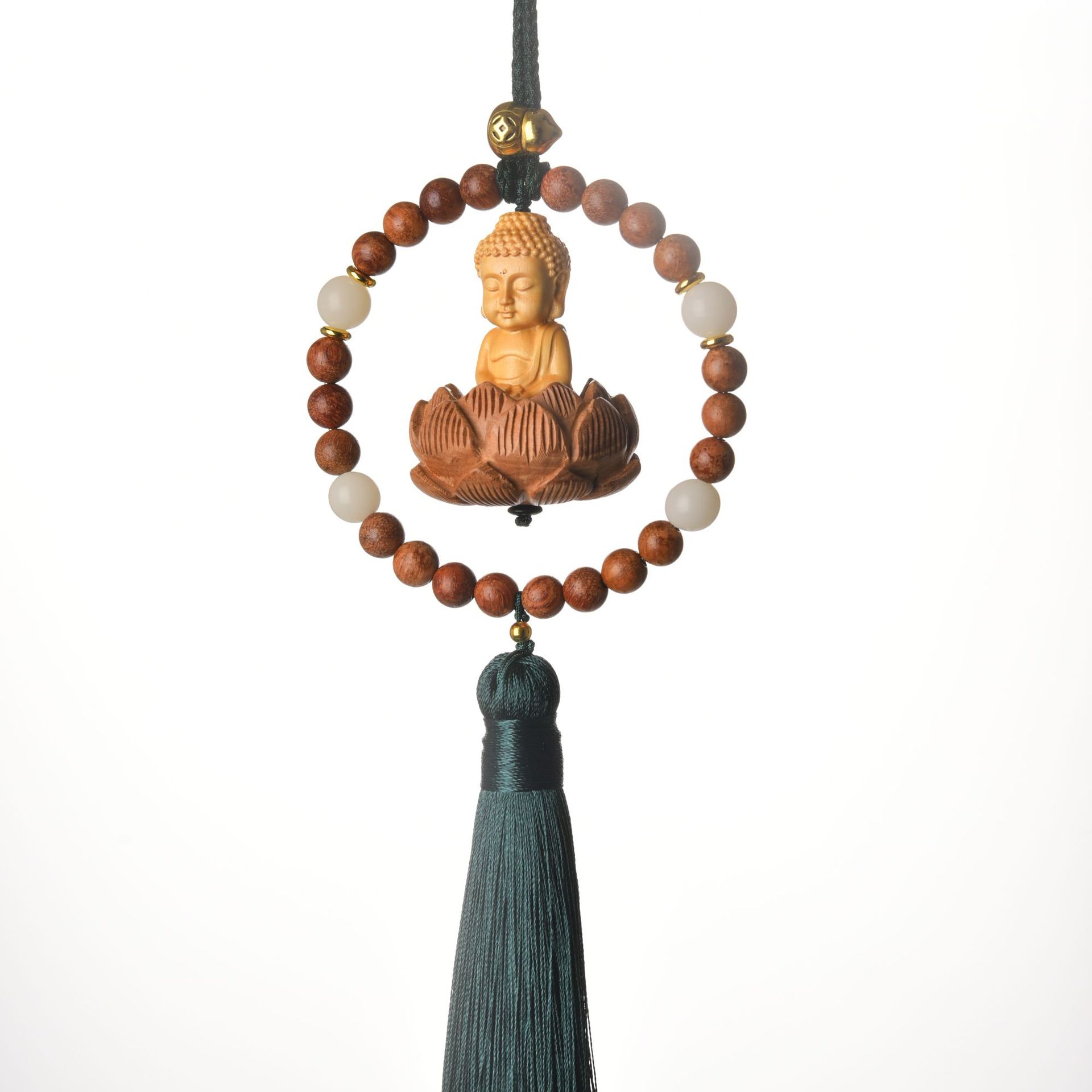 Colgante del coche decoración interior Buda espejo retrovisor colgante de seguridad borla de melocotón para hombres y mujeres estilo nacional coche GS057