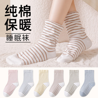 睡觉穿的宽松口纯棉袜子女老人孕妇秋冬保暖居家空调袜睡觉专用袜