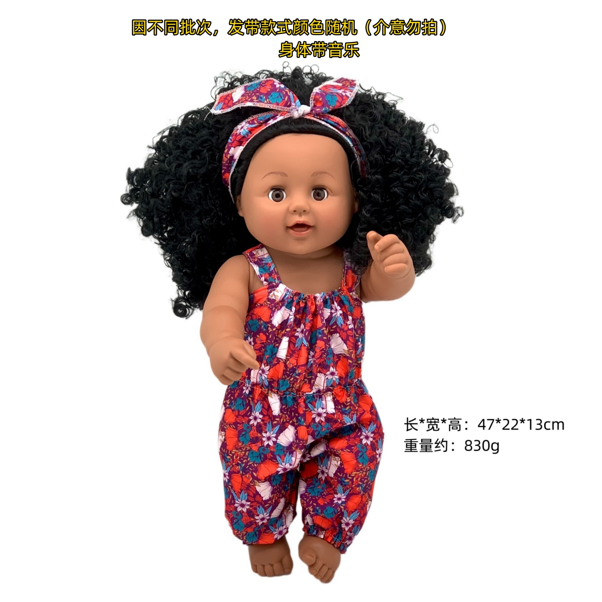 18-47CM muñeca negra cuerpo completo vinilo renacimiento muñeca suave simulación bebé africano muñeca música muñeca