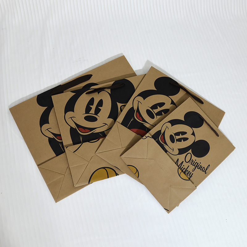 クラフト紙ギフトバッグかわいいミッキー漫画カラー印刷クラフト紙袋ギフトギフトバッグ包装ハンドバッグ|undefined