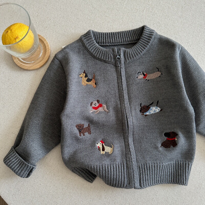Children's Knitted Cartoon Cardigan Sweater 2025 Autumn New Style Puppy Trendy Top Boys and Girls Baby Sweater Jacket Children's Knitted Cartoon Cardigan Sweater 2025 Autumn New Style Puppy Trendy Top Boys and Girls Baby Sweater Jacket