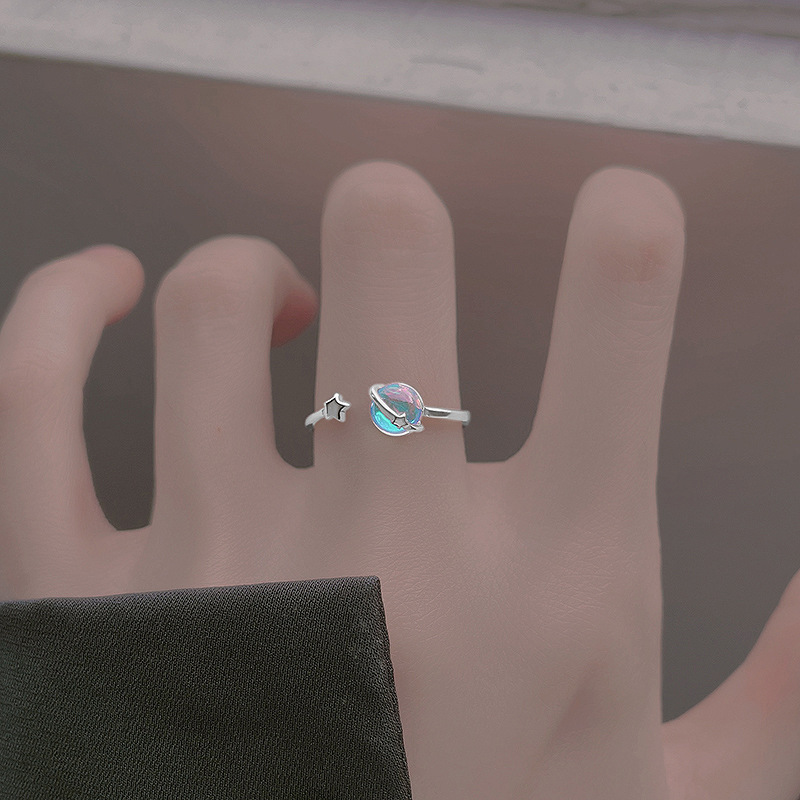 Unique Design Moonstone Planet Ring for Women, Adjustable Fashion Friendship Star Index Finger Ring, 2026 New Trendy Style
