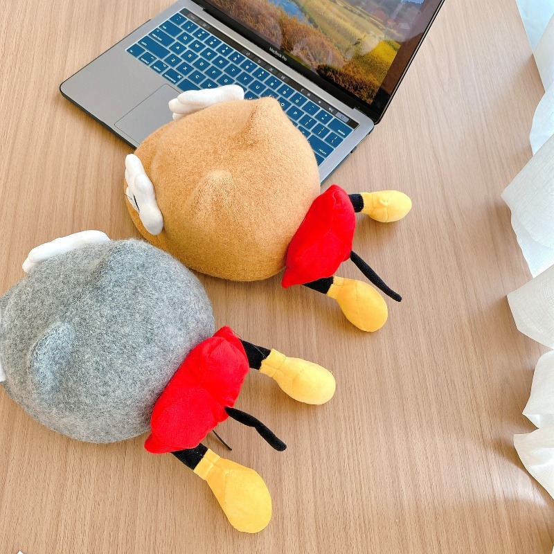 Sombreros para bebés otoño y invierno gorras de caballo de lengua de pato lindas sombreros de sol de Mickey para niños y niñas sombreros de cachemira de invierno