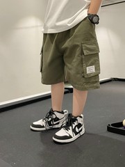 2025韓国版の男の子は街の5分のズボンを揚げます。
