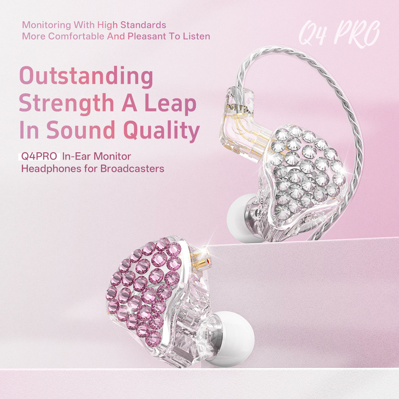 Jiangsheng Q4Pro Wired Headphones In-Ear Rear-Wrap Live Broadcast Monitoring Computer Music Female Anchor Diamond-Encrusted Hifi Jiangsheng Q4Pro Wired Headphones In-Ear Rear-Wrap Live Broadcast Monitoring Computer Music Female Anchor Diamond-Encrusted Hifi