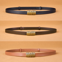 现货黑色松紧对扣腰带细软皮女士简约时尚百搭韩版配连衣裙子装饰