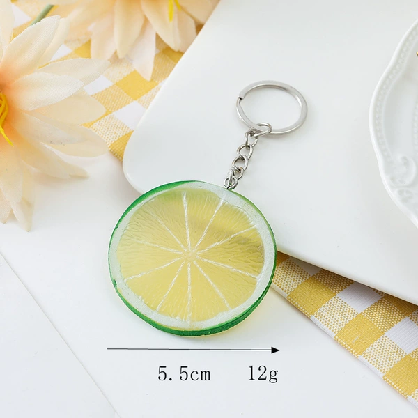 Small single-sided lemon slice-green (key ring)