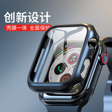 適用iwatch S8/7/6/5代全包蘋果360手表pc保護殼鋼化膜2合1防刮防
