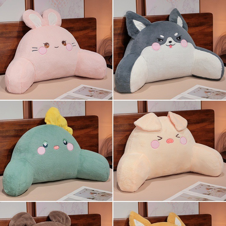 Cama de dibujos animados de cabello de conejo bolsas de respaldo de cintura cojín de respaldo de gran dormitorio de estudiantes para leer libros embarazadas almohada de protección de cintura de otoño
