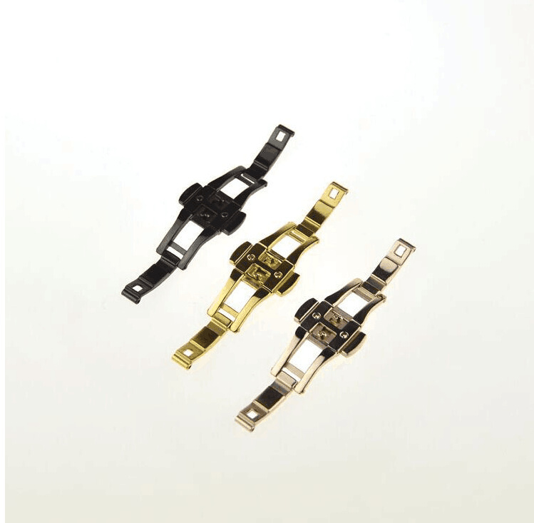 手表配件钢带表扣 陶瓷表带扣 蝴蝶双按钢扣 金色 玫瑰金色 黑色