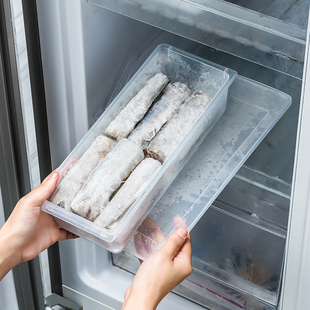 ✅ Japanese Refrigerator Storage Box Fish Cold-Shaped Frozen Refrigerated Kitchen Plastic Draining Fresh-Keeping Box Rectangular with Lid for Storing Meat